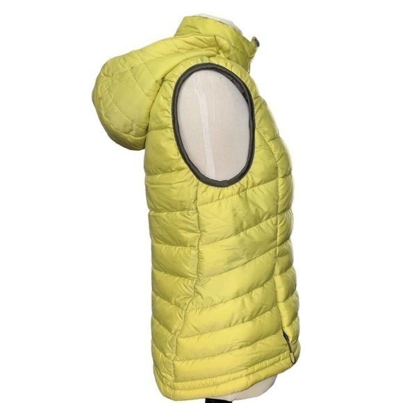 Tangerine‎ Vest Womens Small Lime Green Yellow Puffer w Hood Full Zip w Pockets - Picture 2 of 9